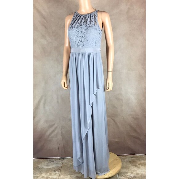 ADRIANNA PAPELL Lace & Chiffon Gray Gown NEW Size 6 - Picture 3 of 9